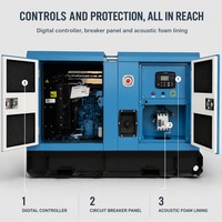 Générateur diesel silencieux Baudouin 20 kW 25 kVA avec capot insonorisé, commande numérique, disjoncteur ABB, base pour chariot élévateur
