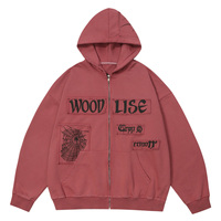 Sweat à capuche zippé avec logo personnalisé Veste à capuche à imprimé écussons pour hommes Sweat à capuche pour hommes Manteau éponge français surdimensionné unisexe