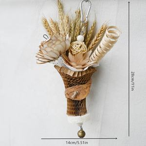 Fai a mano giocattoli per uccelli pappagallo naturale grano Sola legno fiori attraverso erba fiori di masticazione forniture di gioco uccelli triturabili giocattolo - Product Image 2
