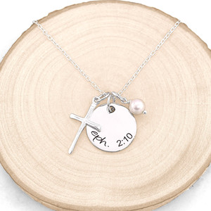 Collana croce con versetto bibbia personalizzato - Product Image 2