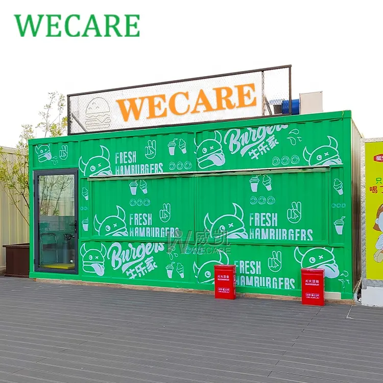 WECARE Container Style Restaurant Cafe Shopping Mobile Coffee Cocktail Juice Bar Container Kiosk with Full Kitchen Equipment