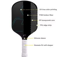 Spin 4.92 pouces noir poignée courte 0.63 pouces d'épaisseur Toray T700 pagaie de pickleball en fibre de carbone