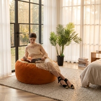 Fauteuil pouf design orange confortable avec housse amovible et lavable pour salon, chambre et balcon