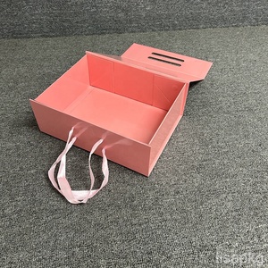 Tùy Chỉnh Màu Hồng Bóng Từ Đóng Cửa Giấy Hộp Quà Tặng Cho Hàng May Mặc Ribbon Xử Lý Hình Chữ Nhật Gấp Quần Áo Giày Bao Bì Hộp - Product Image 2