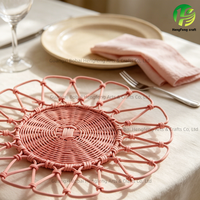 Tapis de table décoratifs bohèmes faits à la main de 15 pouces, en rotin naturel tissé, écologiques, lavables, antidérapants et légers