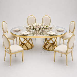 Table de banquet ovale de luxe en acier inoxydable avec plateau miroir et base de piédestal entrelacée pour événements de mariage (vente en gros) - Product Image 2