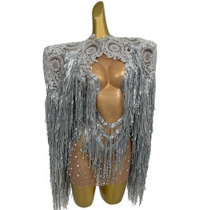 Sexy Spitze Quaste Strass Abend <span class=keywords><strong>Prom</strong></span> Mini kleid Mäntel 2-teilige Sets Show Stage Performance Festival Outfit Frauen Club Kostüm - Product Image 4