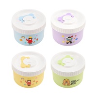 Boîte à lunch isotherme en acier inoxydable de 400 ml pour enfants, avec dessin animé, hermétique, compatible micro-ondes, type bento, pour l'école