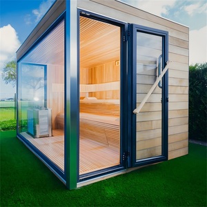 Cabaña <span class=keywords><strong>de</strong></span> cedro moderna para 8 personas al por mayor, chalet <span class=keywords><strong>de</strong></span> madera roja para exteriores al mejor precio, calefacción eléctrica, diseño cuadrado <span class=keywords><strong>de</strong></span> madera maciza - Product Image 4