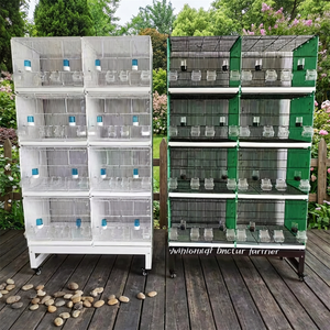 Cage à oiseaux portable d'intérieur et d'extérieur, grande et spacieuse, en métal, carrée, empilable, avec support roulant, pour perroquets et canaris - Product Image 1