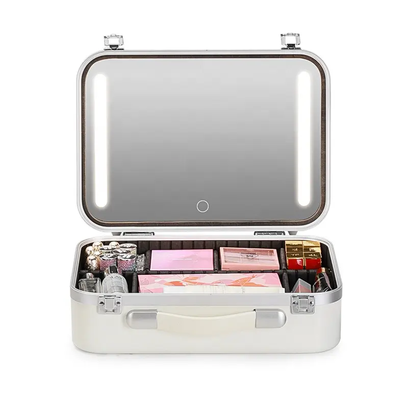 Étui rigide de luxe Valise de haute qualité avec LED Portable Maquillage Train Case Organisateur Maquillage Vanity Box Fashion Plain 50 Cover