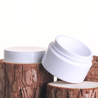 Pot de crème cosmétique rond double couche givré brillant de 15g avec couvercle doré/argenté en plastique, revêtement UV, pour crème contour des yeux