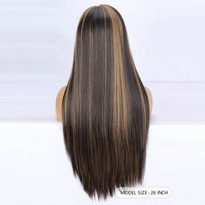 Soie Droite Piano Couleur Synthétique 13*4 Pleine Dentelle <span class=keywords><strong>Frontale</strong></span> Perruques Doux Long et Court Longueur Perruque Avec <span class=keywords><strong>Bande</strong></span> Élastique P4-27 26 Pouces - Product Image 2