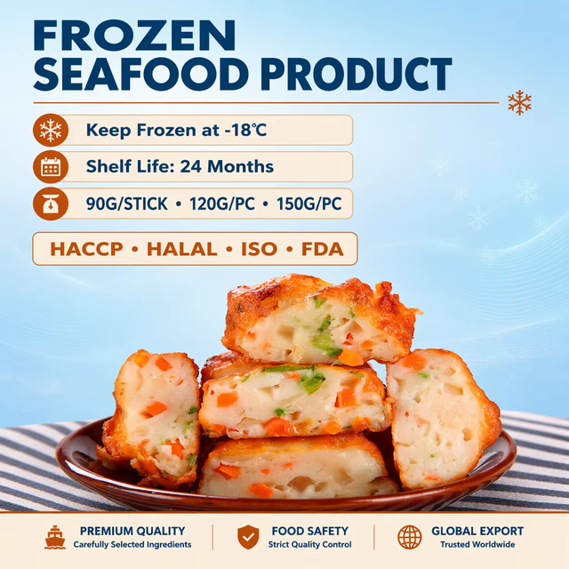 High Quality Japan Fried Squid Vegetable Surimi Cake Halal Frozen Food