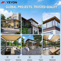 Yeyon OEM Véranda extérieure à rupture de pont thermique avec balcon intégré, vitrage trois faces, fenêtres à battants fixes