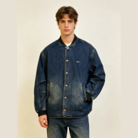 Veste bomber en jean haut de gamme pour homme, 100% coton, coupe ample, bonne texture, fabrication artisanale, style vintage streetwear, personnalisable