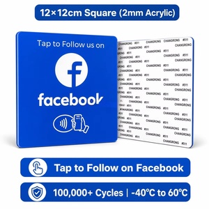 การ์ดอะคริลิค NFC แบบกำหนดเอง ขนาด 12x12 ซม. รูปทรงสี่เหลี่ยม รองรับการสแกนได้มากกว่า 100,000 ครั้ง กันน้ำ ใช้งานได้แบบไร้สัมผัส เหมาะสำหรับโซเชียลมีเดีย โรงแรม พร้อมขาตั้งโชว์ - Product Image 4