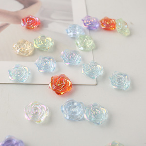 Cuentas sueltas acrílicas, venta al por mayor, rosas coloridas, cuentas de Camelia, agujeros, cuentas sueltas acrílicas para la fabricación de joyas - Product Image 3