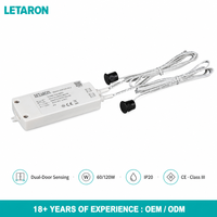 Interrupteur à capteur double porte DC12/24V avec fonction de gradation et anti-buée pour éclairage LED d'armoires et placards