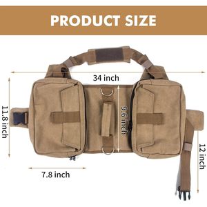 Borsa da trekking per cani leggera con tasche laterali con cinturino regolabile al guinzaglio per viaggi da campeggio elegante borsa da sella per animali domestici - Product Image 4