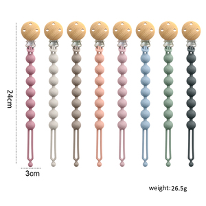 BPA Free Chewable Holz Silikon Schnuller Clip Kette Silikon Beiß spielzeug Baby Schnuller Halter Clips - Product Image 5