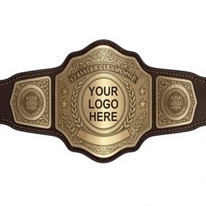 Ceinture de championnat de boxe personnalisée avec plaque dorée et sangle en cuir pour équipement d'entraînement d'arts martiaux, design durable unisexe - Product Image 1
