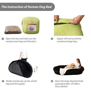 Grand lit pour chien humain Sac de fèves Sac de fèves géant Humains Lit pour chien avec couverture pour personnes, familles, animaux de compagnie - Product Image 5