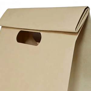 Conception personnalisable à ouverture roulée avec poignées découpées et fond renforcé pour l'emballage alimentaire dans des sacs en papier kraft naturel - Product Image 6