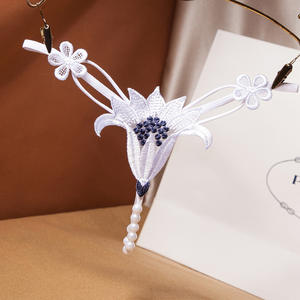 여자의 이국적인 레이스 진주 페르시 끈 팬티 자수 꽃 디자인 마이크로 메쉬 T 백 속옷 로맨틱 친밀한 - Product Image 5