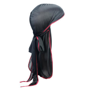 Chapeau de pirate en polyester imitation soie satinée à bordure longue, élastique, style <span class=keywords><strong>Durag</strong></span> soyeux, très populaire - Product Image 1