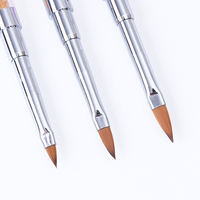 Brosse à ongles en gel, brosse à ongles en acrylique à double tête avec manche en cristal, vente en gros