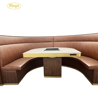 Tables et chaises de café pour restauration rapide personnalisées en gros, mobilier de restaurant en demi-cercle, sièges de banquette en bois pour hôtels