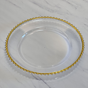 Assiette <span class=keywords><strong>de</strong></span> présentation dorée perlée en plastique <span class=keywords><strong>de</strong></span> 13 pouces pour mariages <span class=keywords><strong>de</strong></span> luxe, plat <span class=keywords><strong>de</strong></span> <span class=keywords><strong>service</strong></span> moderne en acrylique transparent, plat <span class=keywords><strong>de</strong></span> <span class=keywords><strong>service</strong></span> européen - Product Image 2
