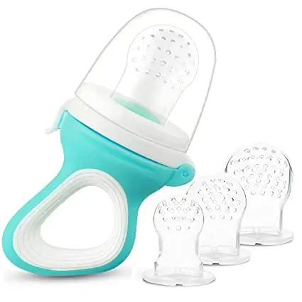 Alimentador de silicone para alimentos, alimentador de chupeta de frutas, chupeta de bebê com clipe de suporte