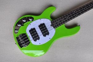 Guitare basse électrique verte fluorescente Flyoung pour gaucher avec 4 cordes, fabriquée sur mesure - Product Image 2