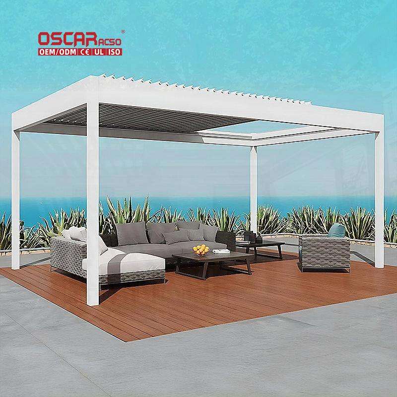 Moveable Pool Shade Powder Coated Luxury Aluminum Louvered Pergola Modern Durable Outdoor ...
