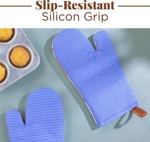 Vente en gros de gants de cuisine en silicone et coton résistants à la chaleur, avec logo personnalisé imprimé - Product Image 2