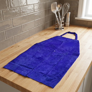 Bib <b>Apron</b> Velvet Blue Plain Style Soft Without Pockets For Daily Cooking Use - Product Image 3
