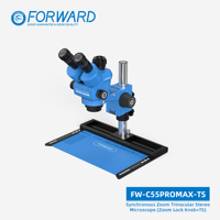 Microscopes pour la réparation de téléphones portables Forward FW-C55Promax-TS, vente chaude, haute définition, objectif à 7 vitesses, 55X, bouton métallique, objectif 10x