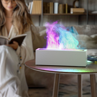 Diffuseur dynamique d'arôme d'huile essentielle d'humidificateur d'air ultrasonique d'USB d'effet de flamme de lumière LED colorée pour la maison