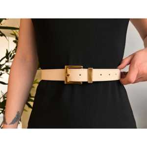 Cinturón sencillo para mujer con hebilla cuadrada de aleación, cinturón informal de PU para vaqueros y blusas, talla estándar - Product Image 2