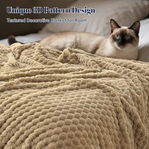 Couverture en polaire flanelle ultra douce taille Queen, légère, jacquard 3D, respirante, lavable en machine, moderne, sans peluchage - Product Image 4