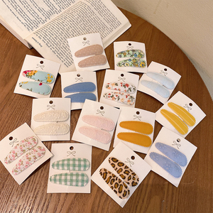 Nuevo diseño elegante hecho a mano Drop Clip Multy colores Baby <span class=keywords><strong>Hairclips</strong></span> 2Pics/Set algodón estampado Floral Hair Grips al por mayor - Product Image 4