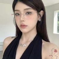 Kacamata Kotak Tanpa Bingkai Titanium Murni Vintage Mewah untuk Lensa Resep AC Bingkai Trendi
