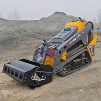 Derette V1000 Stand on Mini Skid Steer Loader dengan Attachment Fork Pallet Bucket, Mesin Diesel Kubota 25HP, Dijual