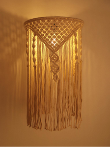 Macrame Cotton Wall Lamp Handwoven Rope <b>Sconce</b> Boho Hanging <b>Light</b> Washable Decorative for Living Room Bedroom - Product Image 1