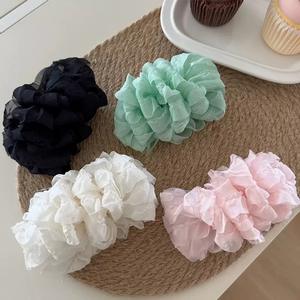 Grandes pinces à cheveux multicouches en dentelle <span class=keywords><strong>rose</strong></span> pour femmes filles pinces à cheveux gros gros papillon arc <span class=keywords><strong>crabe</strong></span> maille requin pinces - Product Image 1