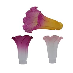 Pantalla de lámpara de cristal rosa antiguo hecha a mano con diseño de lirio de estanque, 6 pulgadas de altura, regulable, fácil instalación, accesorio de iluminación de cristal soplado - Product Image 5