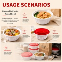 Bol rond jetable avec couvercle diamanté, conteneur alimentaire en PP avec verrouillage inviolable, emballage à emporter étanche