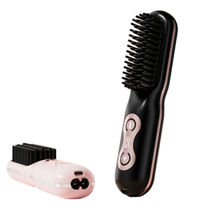 Mini lisseur électrique sans fil rechargeable par USB avec écran LCD, applicateur peigne à ions négatifs pour racines et peigne de massage du cuir chevelu - Product Image 1